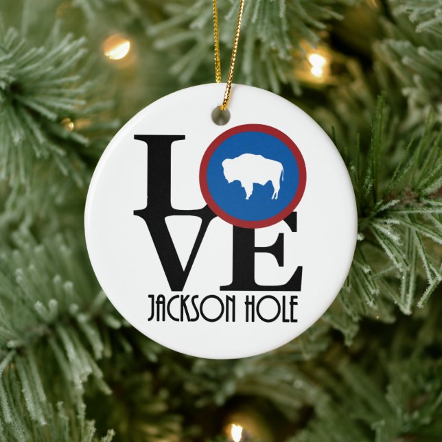 LOVE Jackson Hole Wyoming Ceramic Ornament (Tree)