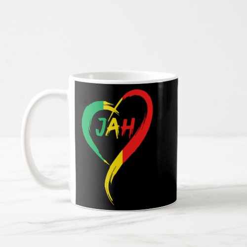 Love Jah Print Rasta Reggae flag Heart Gift for Ra Coffee Mug