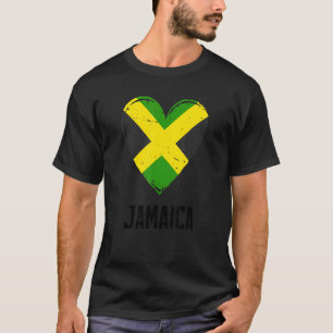 Love Jamaica Flag Heart Vintage Jamaican T-Shirt