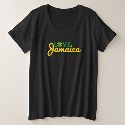 Love Jamaica Flag Plus Size T_Shirt