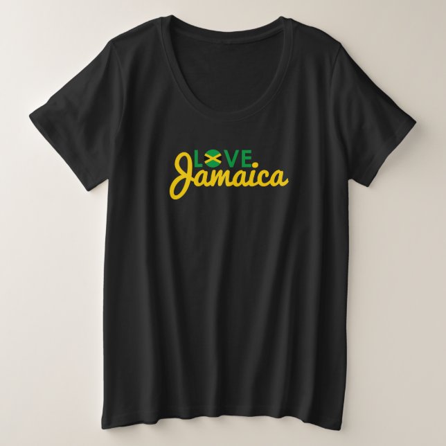 Love Jamaica Flag Plus Size T-Shirt (Design Front)