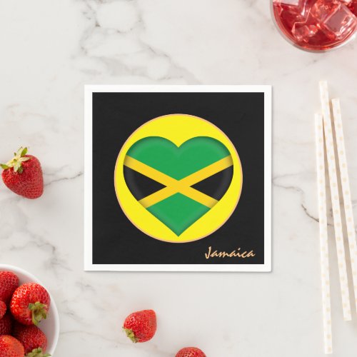 Love Jamaica  Jamaican Flag party fashion Heart Napkins