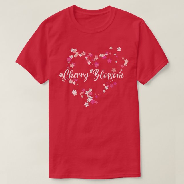 Love Japanese Sakura Cherry Blossom Flower Heart F T-Shirt (Design Front)