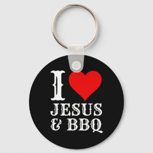 Love Jesus Bbq Proud Christian Food Grill Meat Smo Keychain