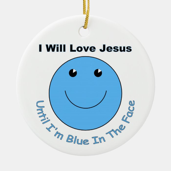 Love Jesus smiley face Christmas Tree Ornament