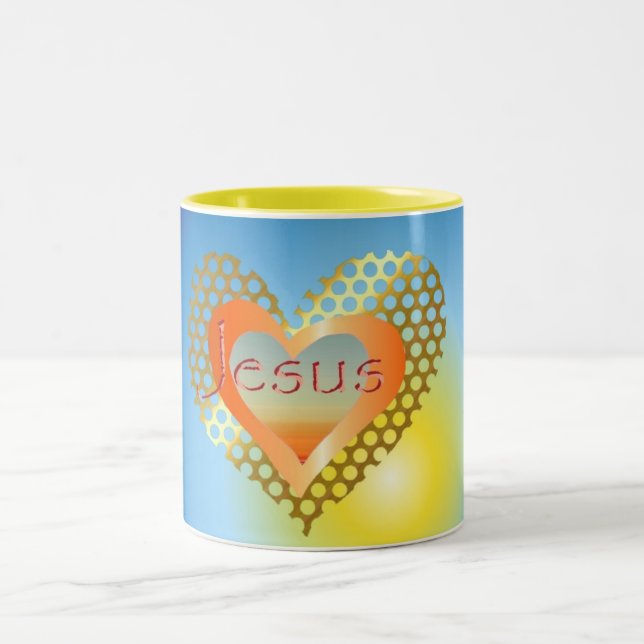 Love Jesus Two-Tone Coffee Mug (Center)