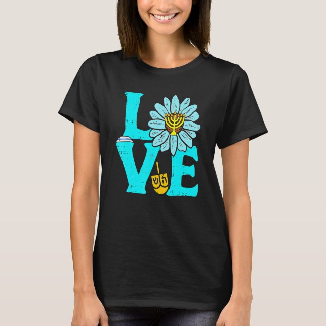 Love Jewish Daisy Hanukkah Chanukah Women Girls Pa T-Shirt (Front)