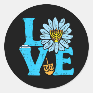 Love Jewish Daisy Hanukkah Pajamas Chanukah PJs Classic Round Sticker
