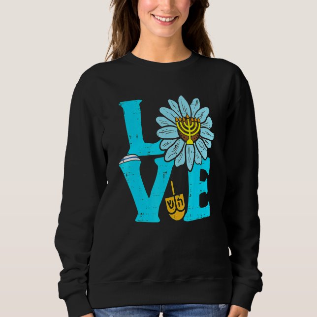 Love Jewish Daisy Hanukkah Pajamas Chanukah PJs Wo Sweatshirt (Front)