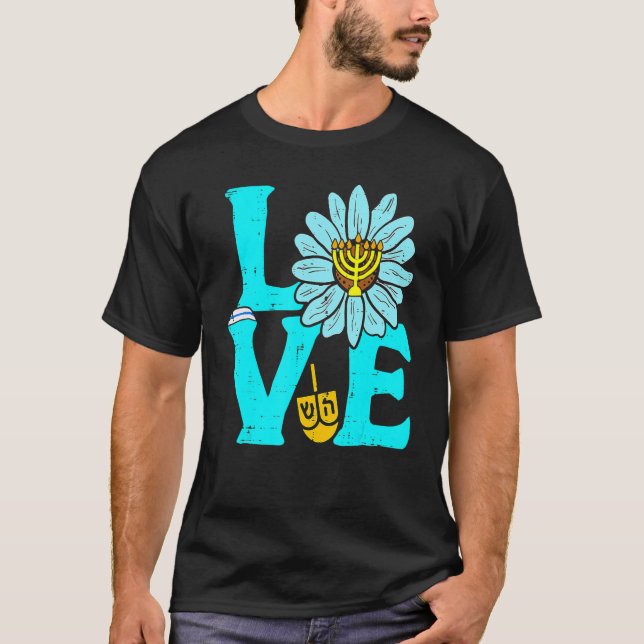 Love Jewish Daisy Hanukkah Pajamas Chanukah PJs Wo T-Shirt (Front)
