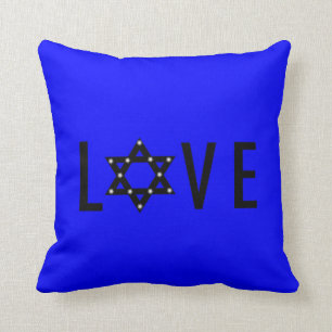 "LOVE" JEWISH STAR OF DAVID THROW PILLOW