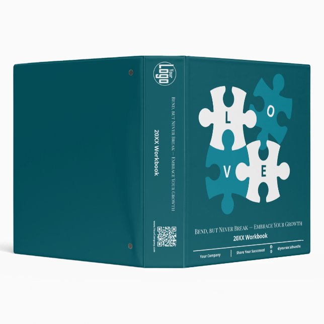 Love Jigsaw Relationship Coach Logo Workshop Teal 3 Ring Binder (Background)