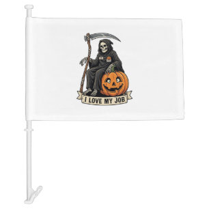 Love Job Grim Reaper Halloween Pumpkin Scythe_1 Car Flag