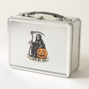 Love Job Grim Reaper Halloween Pumpkin Scythe_1 Metal Lunch Box
