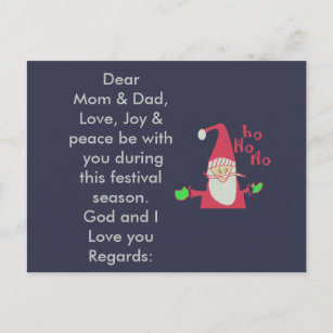 Love Joy and Peace Mom and Dad new inspired design Holiday Postcard