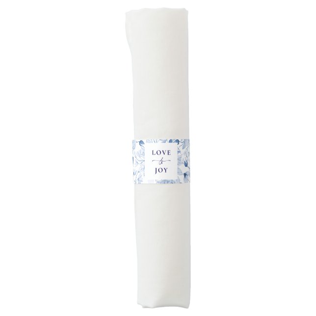 Love & Joy Blue Floral Napkin Bands (Front)
