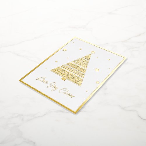 Love Joy Cheer Seasons Greetings Gold Foil Holiday Postcard