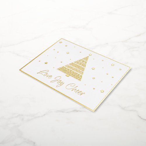 Love Joy Cheer Seasons Greetings Gold Foil Holiday Postcard