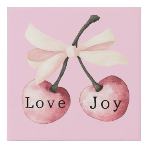 Love Joy Cherries Faux Canvas Print
