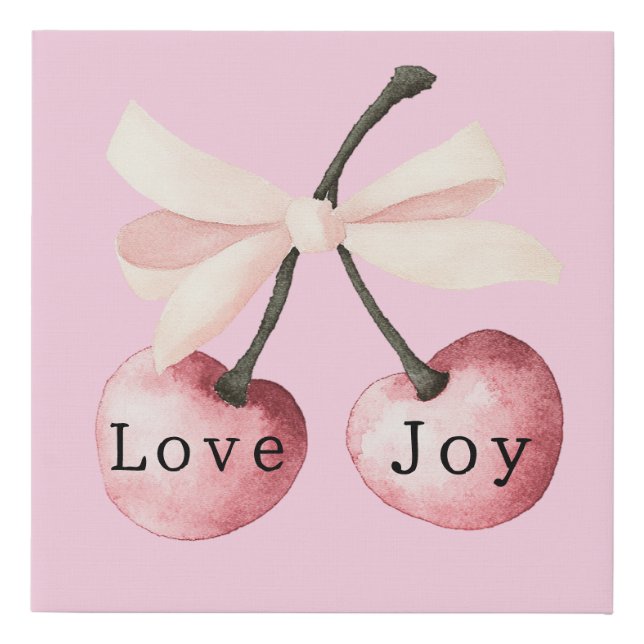 Love Joy Cherries Faux Canvas Print (Front)