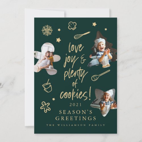 Love Joy Christmas Cookies Family Baking Photos Holiday Card