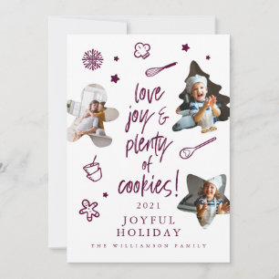 Love Joy Christmas Cookies Family Baking Photos Holiday Card