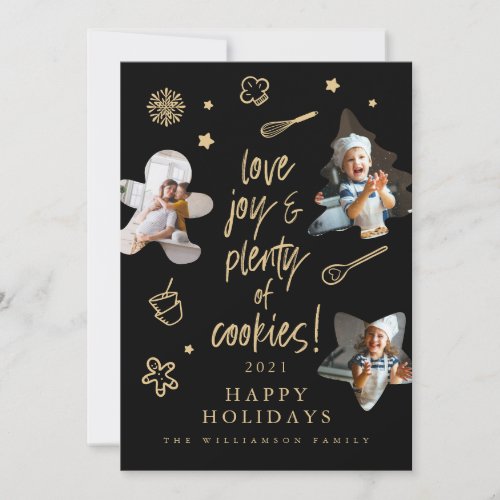 Love Joy Christmas Cookies Family Baking Photos Holiday Card