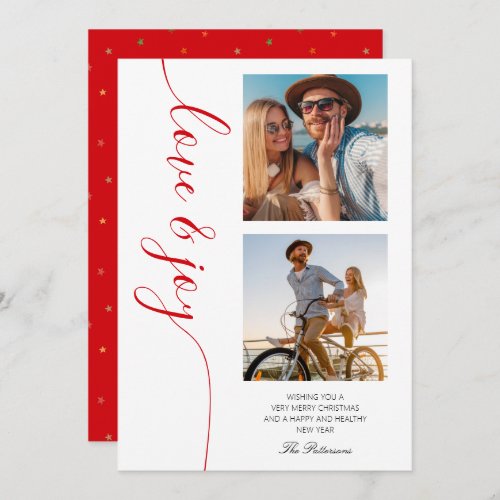 Love  Joy Christmas Script Photo Picture Holiday Card