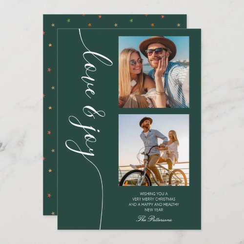 Love  Joy Christmas Script Photo Picture Holiday Card