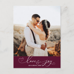 Love & Joy Christmas Typography Photo Postcard