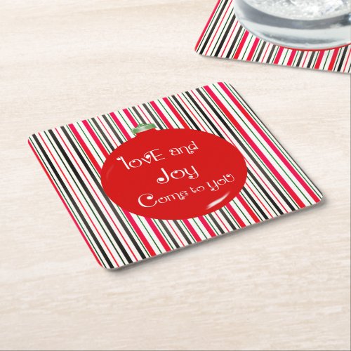 Love  Joy Come To You Holiday Party Square Paper Coaster