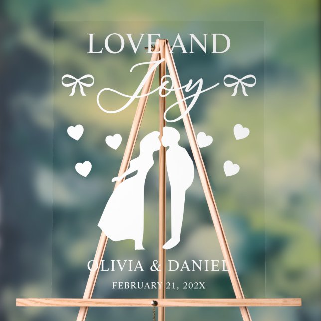 Love & Joy Custom Wedding Acrylic Sign (Neutral)