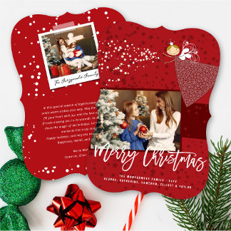 Love & Joy Cute Snowflakes Christmas Fairy Photo Holiday Card