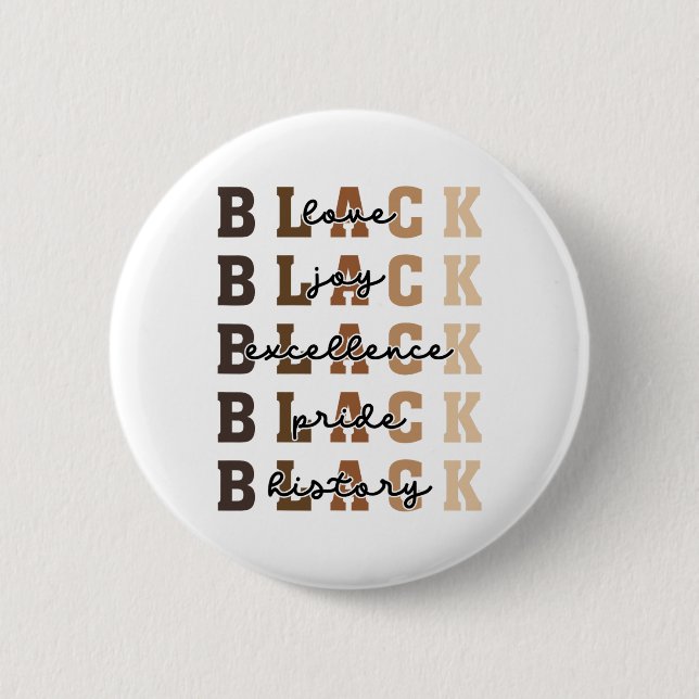 Love Joy Excellence Pride Black History African Am Button (Front)