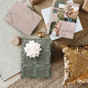 Love Joy Grateful For You Modern Photo Collage Wrapping Paper Sheets