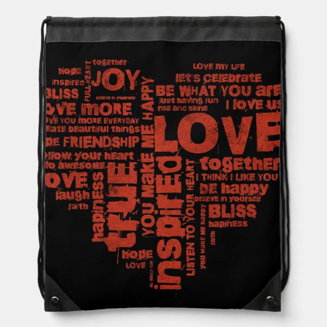Love Joy Inspiration Words Valentine’s day Drawstring Bag (Front)