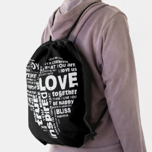 Love Joy Inspiration Words Valentine’s day Drawstring Bag