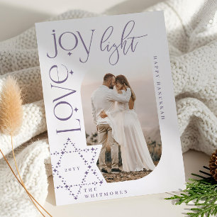 Love Joy Light Star of David Happy Hanukkah Photo Letterpress Photo Cards