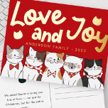 Love & Joy Modern Funny Cute Cats Caroling Foil Holiday Postcard<br><div class="desc">Carol of the cats. 'Tis the season,  to be meowwy! meow meow meow meow.. meow meow meow MEOW!

Available here:
http://www.zazzle.com/selectpartysupplies</div>