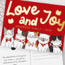 Love & Joy Modern Funny Cute Cats Caroling Foil Holiday Postcard
