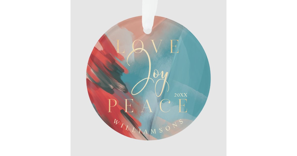Love Joy Peace Abstract Paint Brush Stroke Photo Ornament
