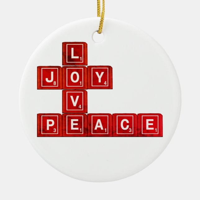 Love Joy Peace Ceramic Ornament (Front)
