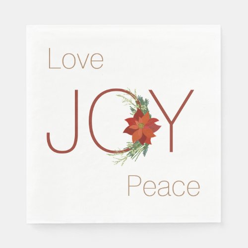 Love Joy peace Christmas poinsettia Napkins