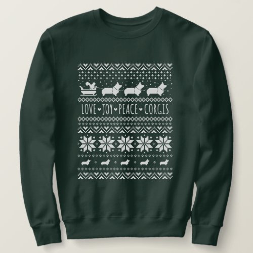 Love Joy Peace Corgis Festive Christmas Holiday Sweatshirt