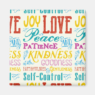 Love Joy Peace Kindness Goodness Typography Art Magnet