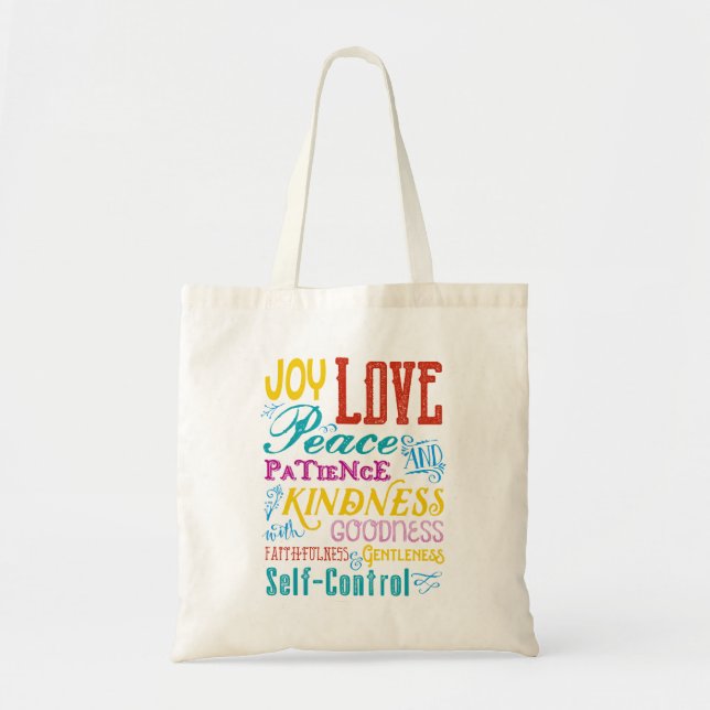 Love Joy Peace Kindness Goodness Typography Art Tote Bag (Front)