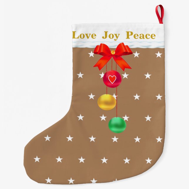 Love Joy Peace Large Christmas Stocking (Back)