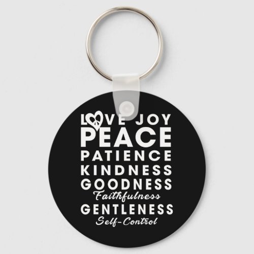 Love Joy Peace Patience Kindness Goodness Faithful Keychain
