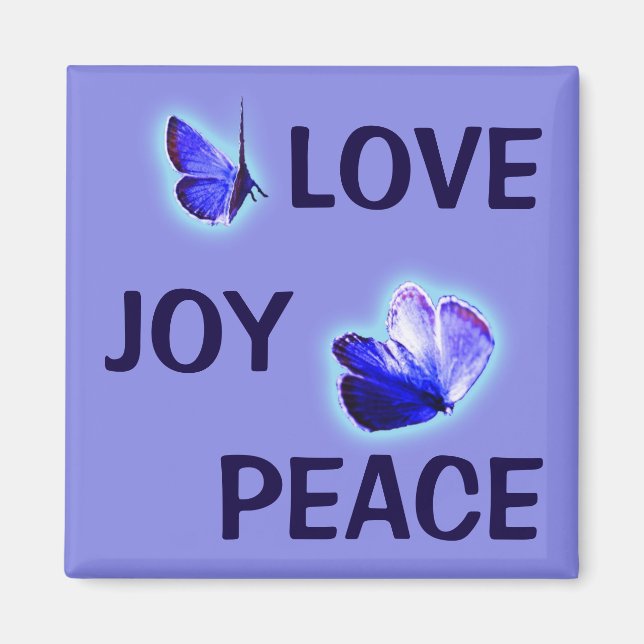 Love Joy Peace Purple Butterflies Magnet (Front)