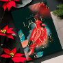 Love Joy & Peace Red Cardinal Watercolor Ebony Holiday Card